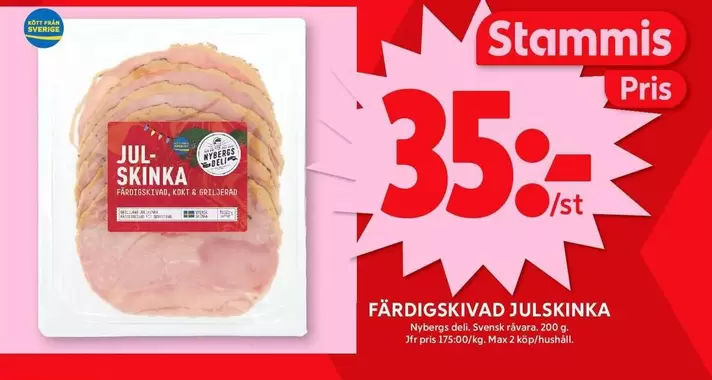 Nybergs Deli - FÄRDIGSKIVAD JULSKINKA