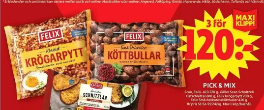 Felix - Krögarpytt, Köttbullar, Schnitzlar