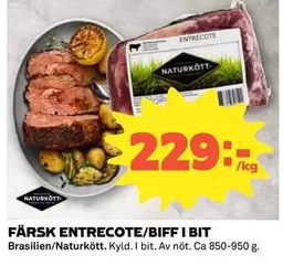 Naturkött - FÄRSK ENTRECOTE/BIFF I BIT