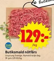 Butiksmald nötfärs