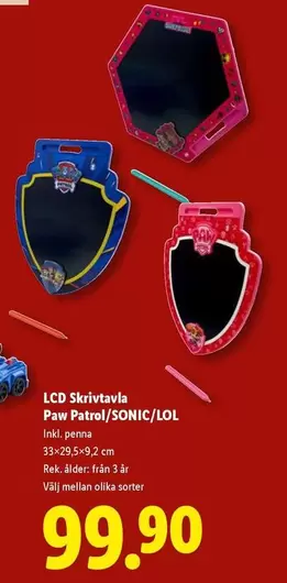 LCD Skrivtavia Paw Patrol/SONIC/LOL