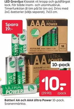 Pieces - Batteri AA och AAA Ultra Power 10-pack