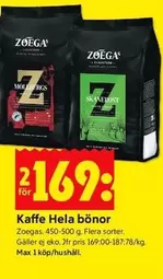 Zoegas - Kaffe Hela bönor