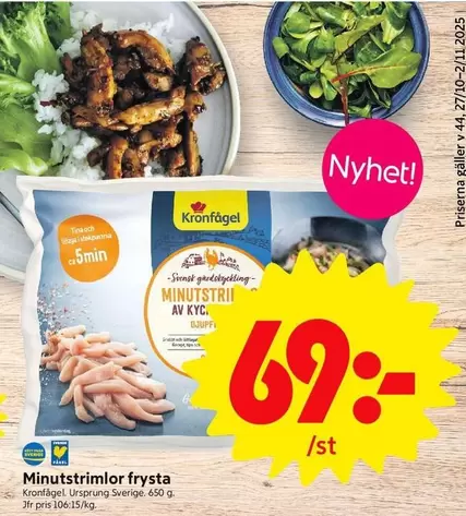 Kronfågel - Minutstrimlor frysta