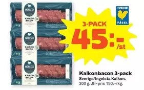 Ingelsta kalkon - Kalkonbacon 3-pack