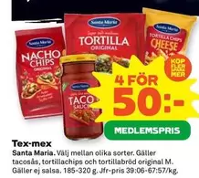 Santa Maria - Tacosås, tortillachips och tortillabröd original M