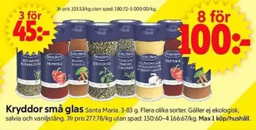 Santa Maria - Kryddor små glas