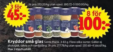 Santa Maria - Kryddor små glas