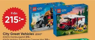 LEGO - City Great Vehicles 60404 Hamburgerbil, 60454 Holiday Adventure Camper Van