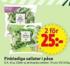 Finbladiga sallater i påse