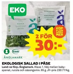Änglamark - EKOLOGISK SALLAD I PÅSE