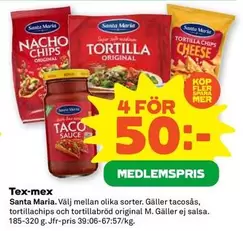 Santa Maria - Tacosås, tortillachips och tortillabröd original M