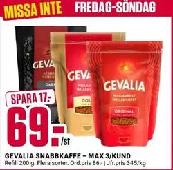 gevalia - SNABBKAFFE - MAX 3/KUND