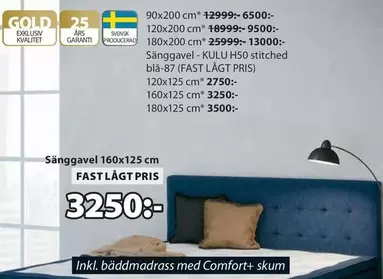 Comfort - Sänggavel - KULU H50 stitched blå-87