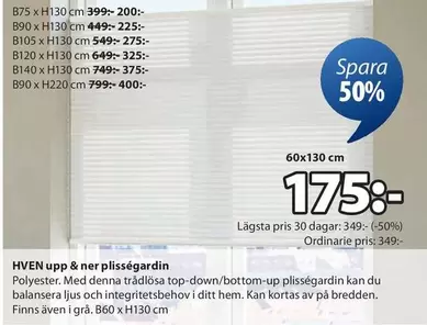 upp & ner plisségardin