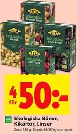 Zeta - Ekologiska Bönor, Kikärtor, Linser