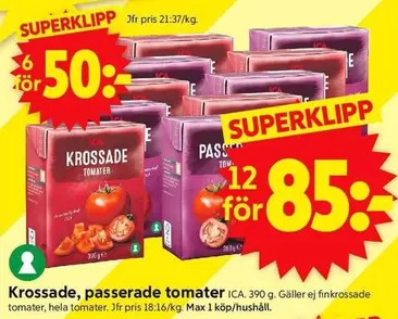 Krossade, passerade tomater
