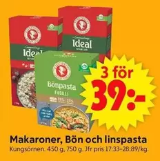 kungsörnen - Makaroner, Bön och linspasta