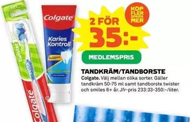 Colgate - TANDKRÄM/TANDBORSTE