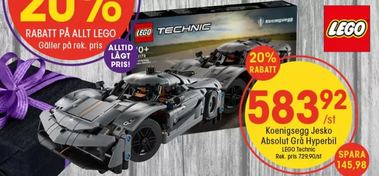 LEGO - Koenigsegg Jesko Absolut Grå Hyperbil