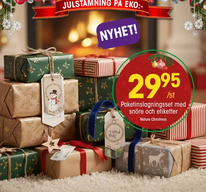 EKO - Paketinslagningsset med snöre och etiketter