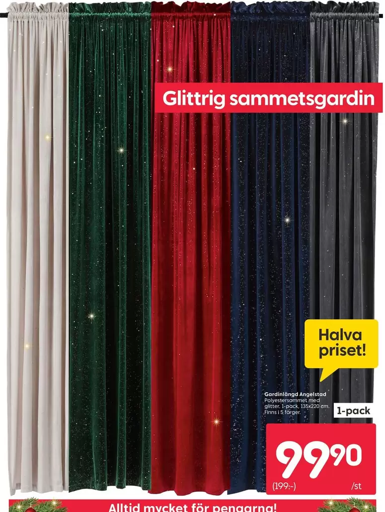 Glittrig sammetsgardin