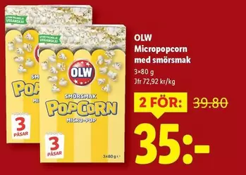 OLW - Micropopcorn med smörsmak