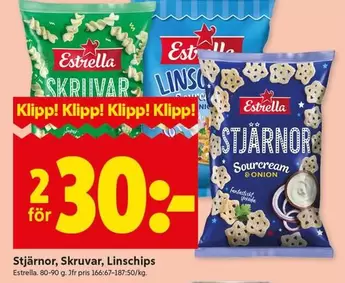 Estrella - Stjärnor, Skruvar, Linschips