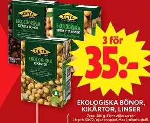 Zeta - EKOLOGISKA BÖNOR, KIKÄRTOR, LINSER