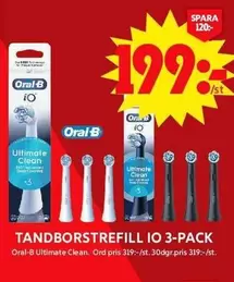 Oral B - TANDBORSTREFILL IO 3-PACK