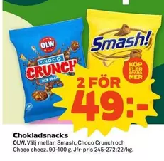 OLW - Smash, Choco Crunch och Choco cheez