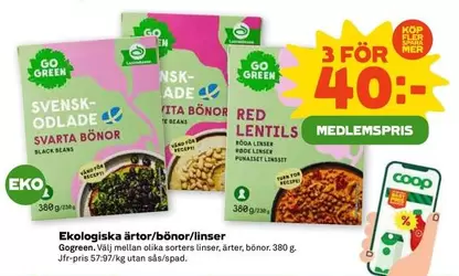 Gogreen - Ekologiska ärtor/bönor/linser