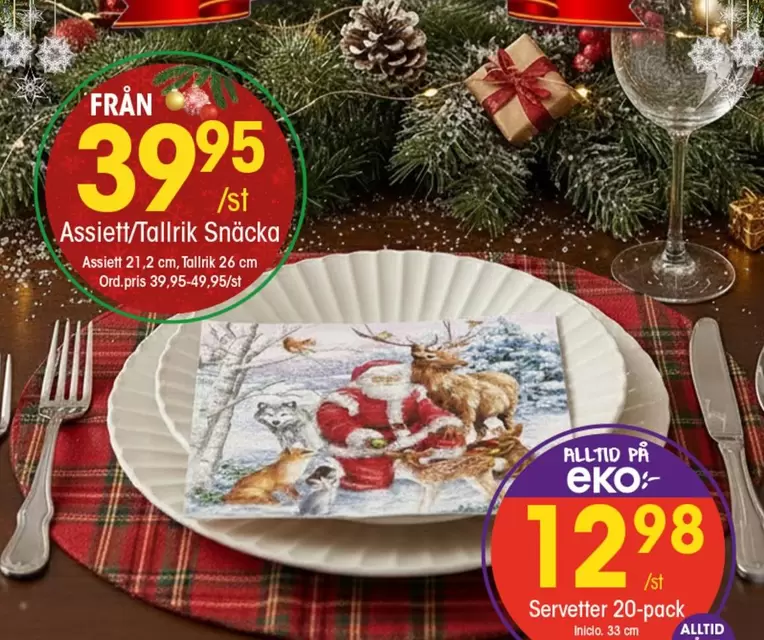 EKO - Assiett/Tallrik Snäcka, Servetter 20-pack