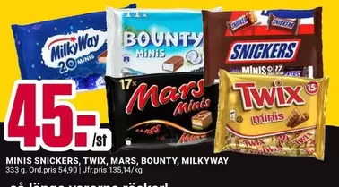 bounty - MINIS SNICKERS, TWIX, MARS, BOUNTY, MILKYWAY