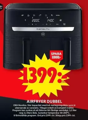 OBH Nordica - AIRFRYER DUBBEL