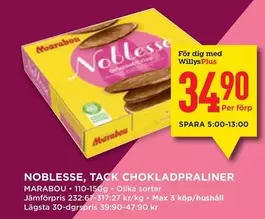 marabou - NOBLESSE, TACK CHOKLADPRALINER