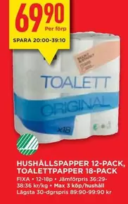 Fixa - HUSHÅLLSPAPPER, TOALETTPAPPER