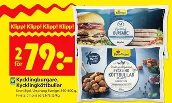 Kronfågel - Kycklingburgare, Kycklingköttbullar