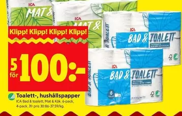 Toalett-, hushållspapper