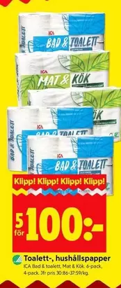 Toalett-, hushållspapper