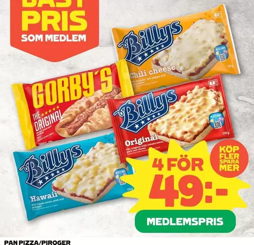 Billys - PAN PIZZA/PIROGER