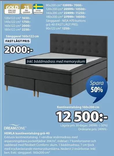 Comfort - kontinentalsäng