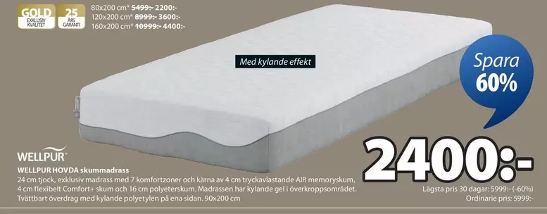 Comfort - WELLPUR NOVA skummadrass