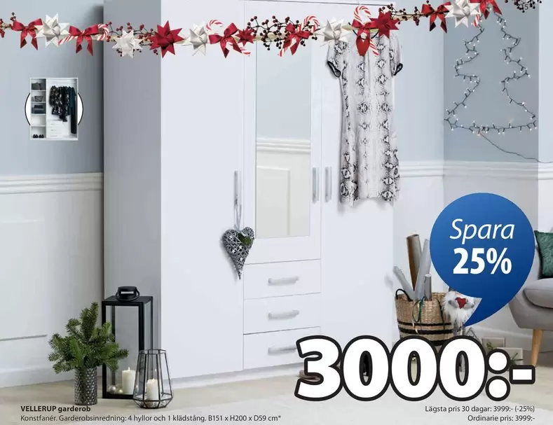 VELLERUP garderobeskab