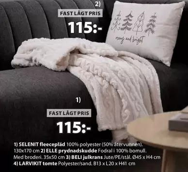 SELENIT fleecepläd, ELLE prydnadskudde