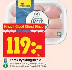 Kronfågel - kycklinglårfilé