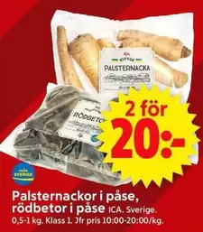 Palsternackor i påse, rödbetor i påse