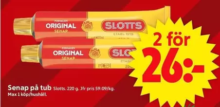 Slotts - Senap på tub