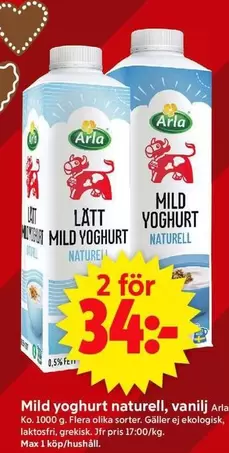 Arla - MILD YOGHURT NATURELL, vanilj
