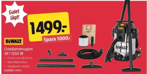 Dewalt - Grovdammsugare 38 l 1250 W